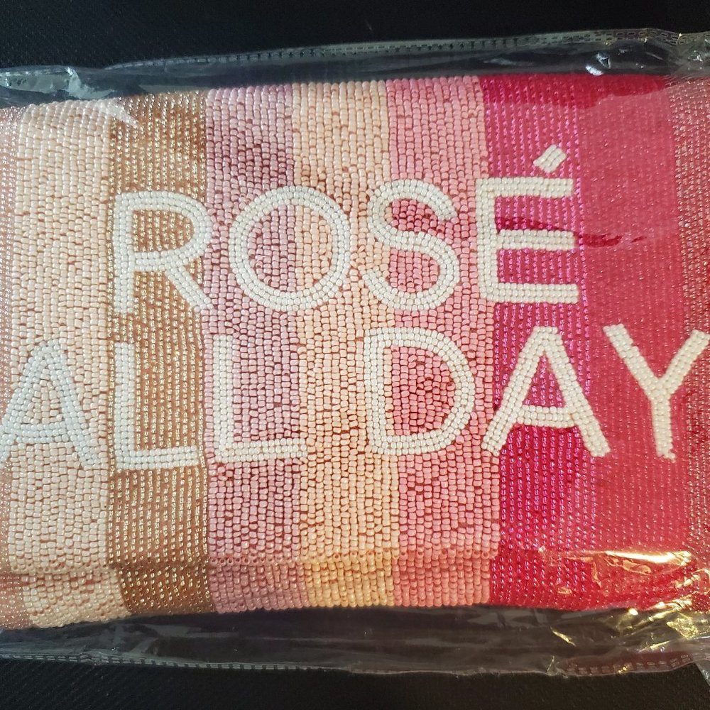 Beaded Rosé All Day Clutch - NWT